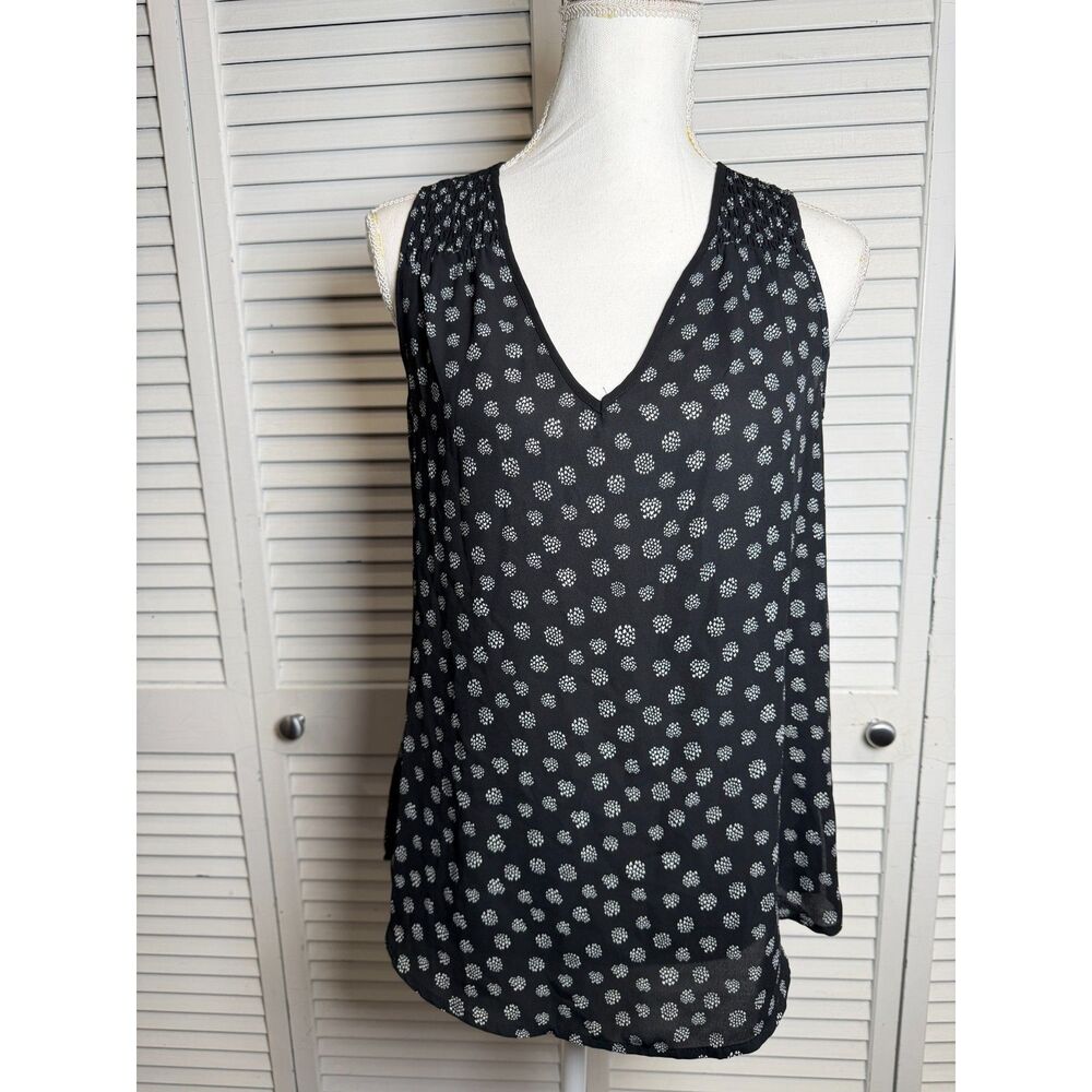 Spense Vintage Black & White Work Office Tank Top Heart Polka dots Size Small